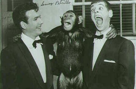 Duke Mitchell, ape, and Sammy Petrillo.